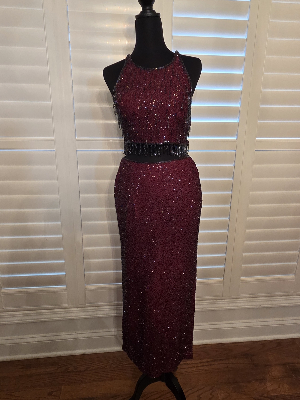 Sean Collection Burgundy Sequin Maxi Dress